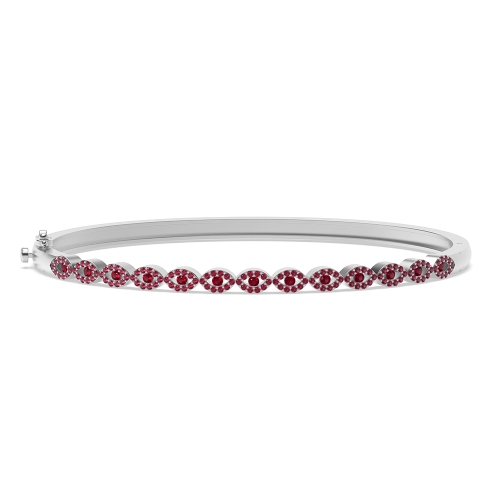 4 Prong Round Ruby Cluster Diamond Bracelets
