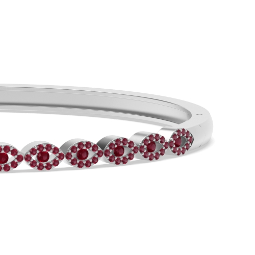 4 Prong Round Ruby Cluster Diamond Bracelets