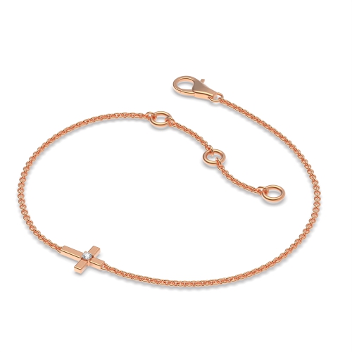 4 Prong Round Rose Gold Cross Diamond Bracelets