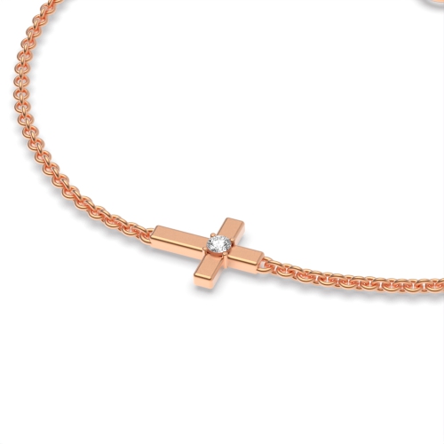 4 Prong Round Rose Gold Cross Diamond Bracelets