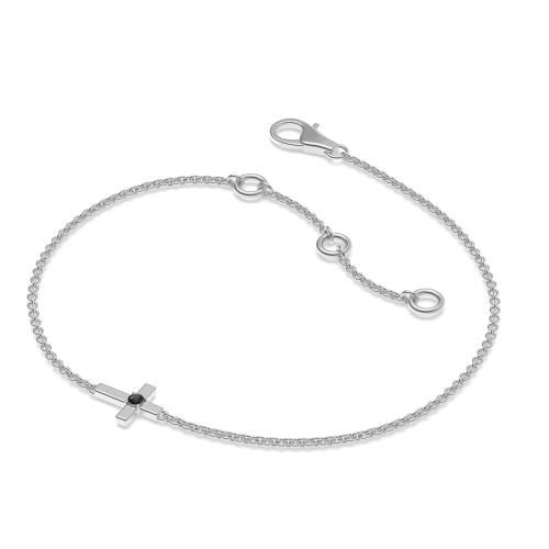 4 Prong Round Cross Black Delicate Diamond Bracelets