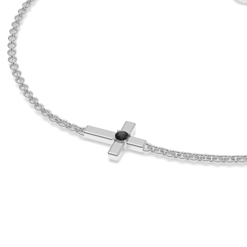 4 Prong Round Cross Black Delicate Diamond Bracelets