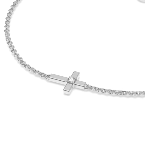 4 Prong Round Cross Lab Grown Friendship Diamond Bracelets