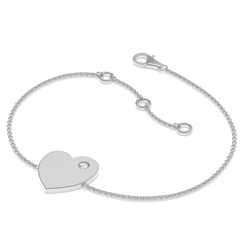 flush setting round shape diamond heart design bracelet