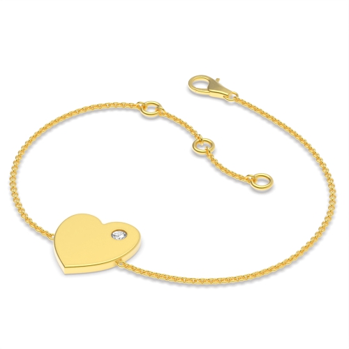 Flush Setting Round Yellow Gold Delicate Diamond Bracelets