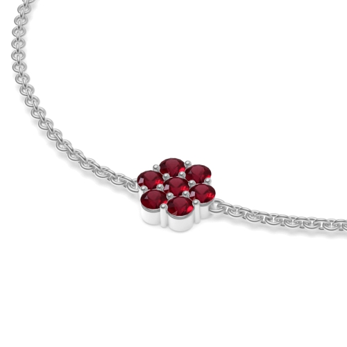 4 Prong Round Ruby Delicate Bracelet