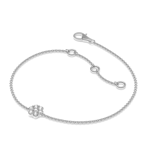 4 Prong Round Flower shaped chain Lab Grown Friendship Diamond Bracelets