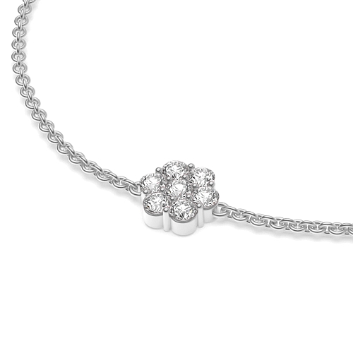 4 Prong Round Flower shaped chain Lab Grown Friendship Diamond Bracelets