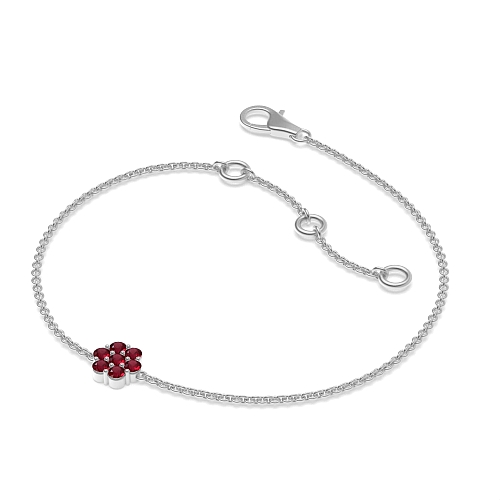 4 Prong Round Flower shaped chain Ruby Friendship Diamond Bracelets