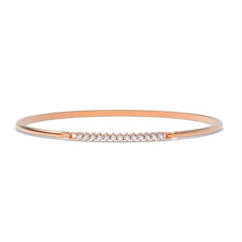 4 Prong Round Rose Gold Linear Bangles Diamond Bracelets
