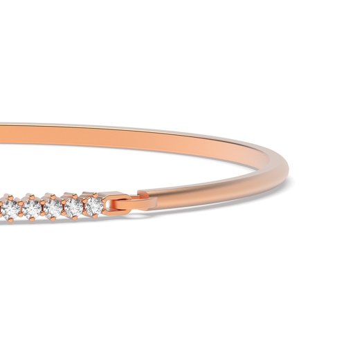 4 Prong Round Rose Gold Linear Bangles Diamond Bracelets