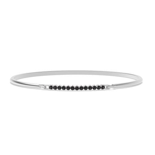 4 Prong Round Linear Black Bangles Diamond Bracelets