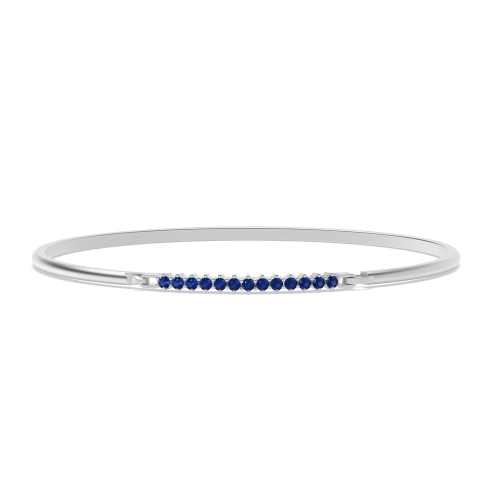 4 Prong Round Linear Blue Sapphire Bangles Diamond Bracelets