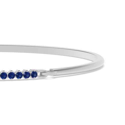 4 Prong Round Linear Blue Sapphire Bangles Diamond Bracelets