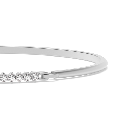 4 Prong Round Linear Moissanite Bangles Bracelet