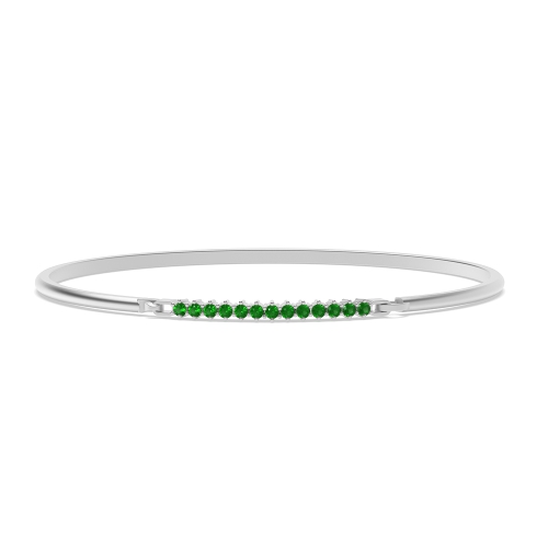 4 Prong Round Linear Emerald Bangles Diamond Bracelets