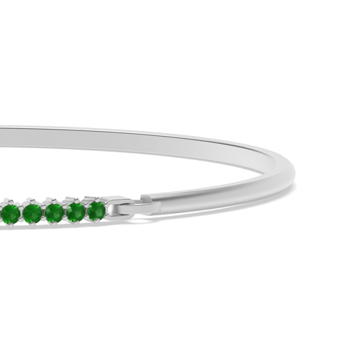 4 Prong Round Linear Emerald Bangles Diamond Bracelets