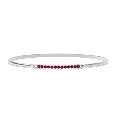 4 Prong Round Linear Ruby Bangles Diamond Bracelets
