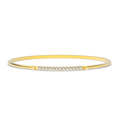 4 Prong Round Yellow Gold Linear Bangles Diamond Bracelets
