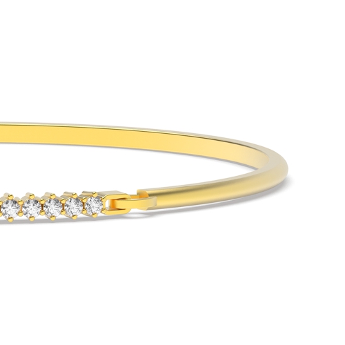 4 Prong Round Yellow Gold Linear Bangles Diamond Bracelets