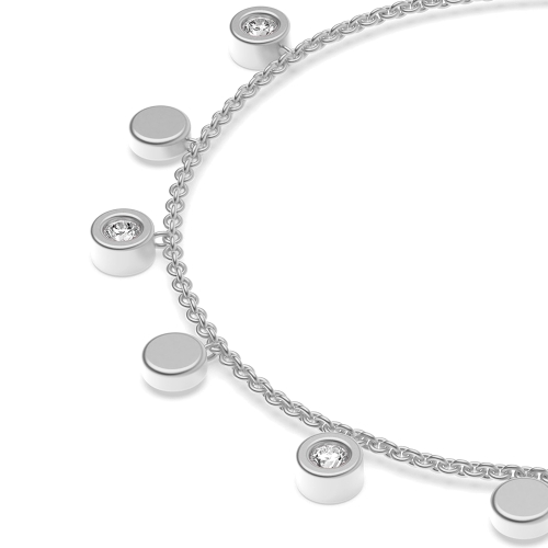 Bezel Setting Round Platinum Delicate Bracelet