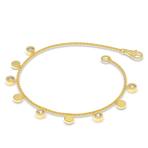 Bezel Setting Round Yellow Gold Delicate Diamond Bracelets