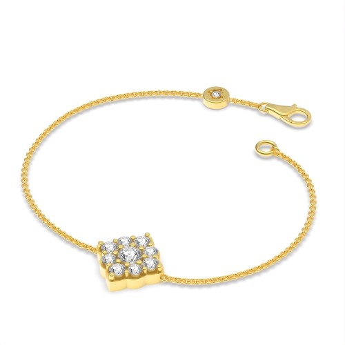 4 Prong Round Yellow Gold Delicate Diamond Bracelets