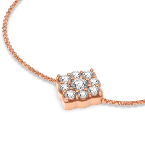 4 Prong Round Rose Gold Cluster chain Friendship Diamond Bracelets