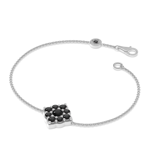 4 Prong Round Cluster chain Black Delicate Diamond Bracelets