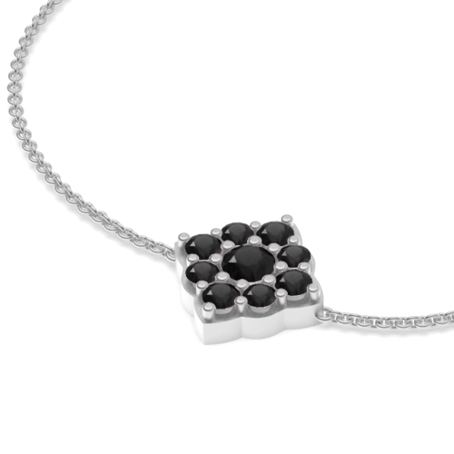 4 Prong Round Cluster chain Black Delicate Diamond Bracelets