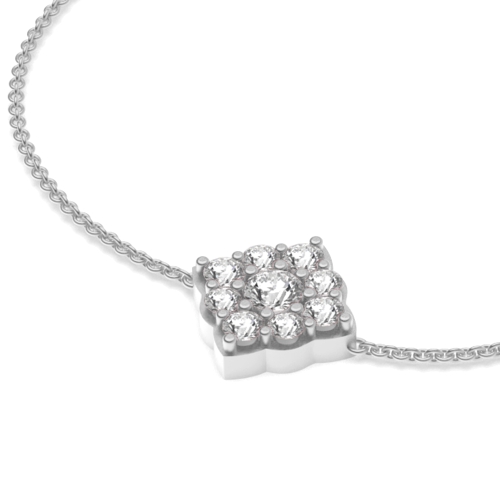 4 Prong Round Cluster chain Lab Grown Friendship Diamond Bracelets