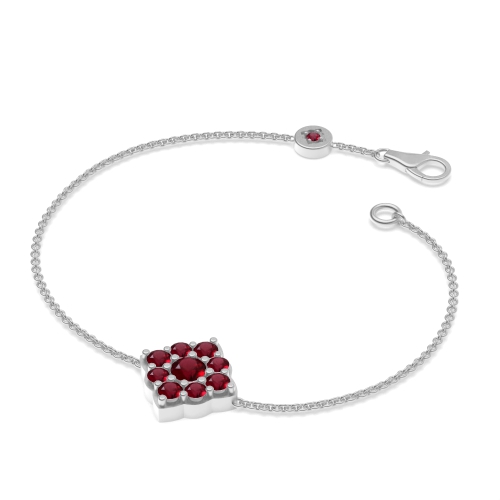 4 Prong Round Cluster chain Ruby Friendship Diamond Bracelets