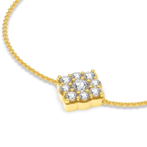 4 Prong Round Yellow Gold Cluster chain Friendship Diamond Bracelets