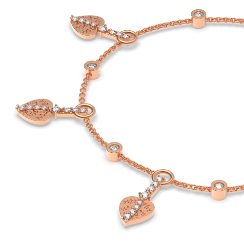 4 Prong Round Rose Gold Leaf Friendship Diamond Bracelets
