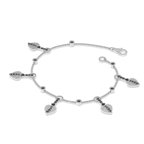 4 Prong Round Leaf Black Delicate Diamond Bracelets
