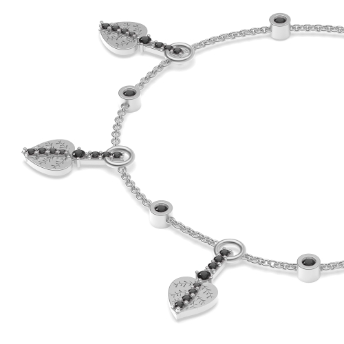 4 Prong Round Leaf Black Delicate Diamond Bracelets