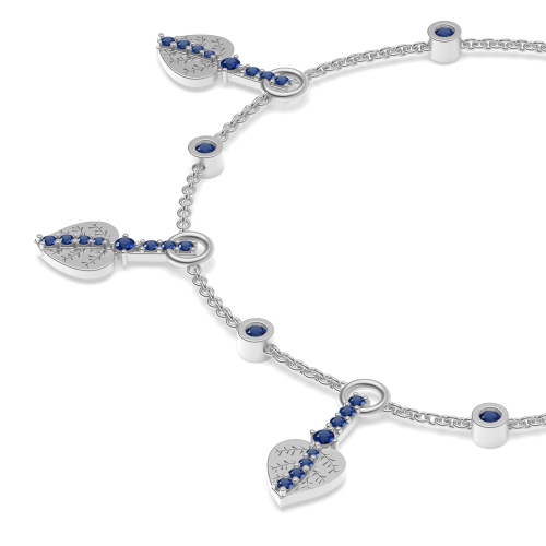 4 Prong Round Leaf Blue Sapphire Delicate Diamond Bracelets