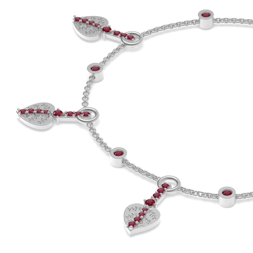 4 Prong Round Leaf Ruby Friendship Diamond Bracelets