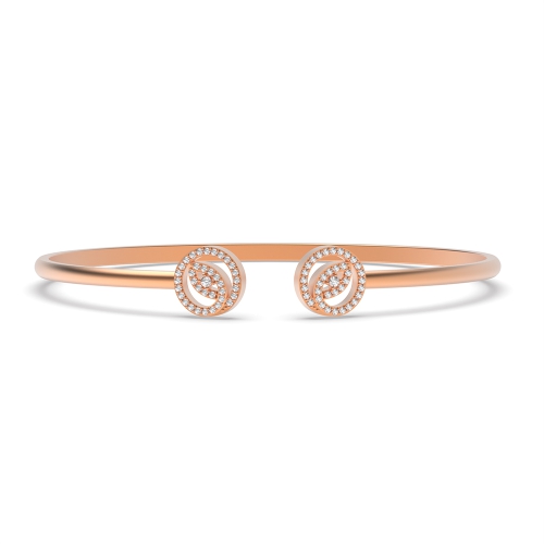 4 Prong Round Rose Gold Leaf Bangles Diamond Bracelets