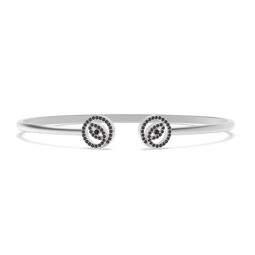 4 Prong Round Leaf Black Bangles Diamond Bracelets