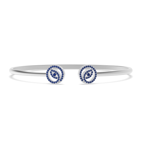 4 Prong Round Leaf Blue Sapphire Bangles Diamond Bracelets