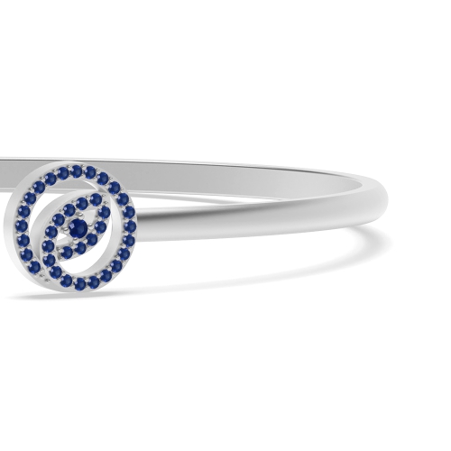 4 Prong Round Leaf Blue Sapphire Bangles Diamond Bracelets