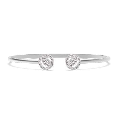 4 Prong Round leaf Moissanite Bangles Bracelet