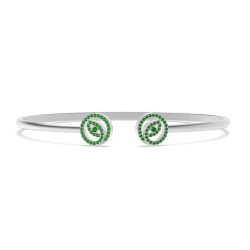 4 Prong Round Leaf Emerald Bangles Diamond Bracelets