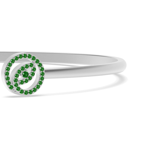 4 Prong Round Leaf Emerald Bangles Diamond Bracelets