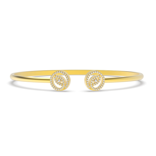 4 Prong Round Yellow Gold Leaf Bangles Diamond Bracelets