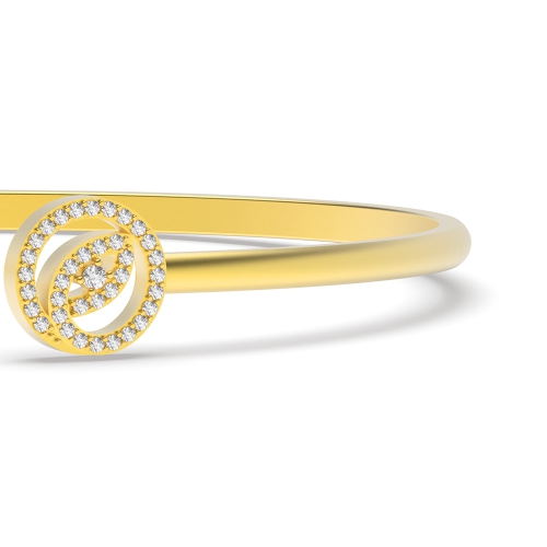 4 Prong Round Yellow Gold Leaf Bangles Diamond Bracelets