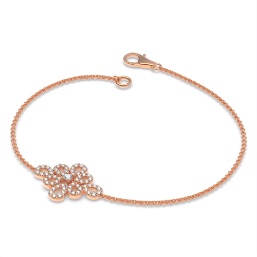 4 Prong Round Rose Gold Flower Friendship Diamond Bracelets