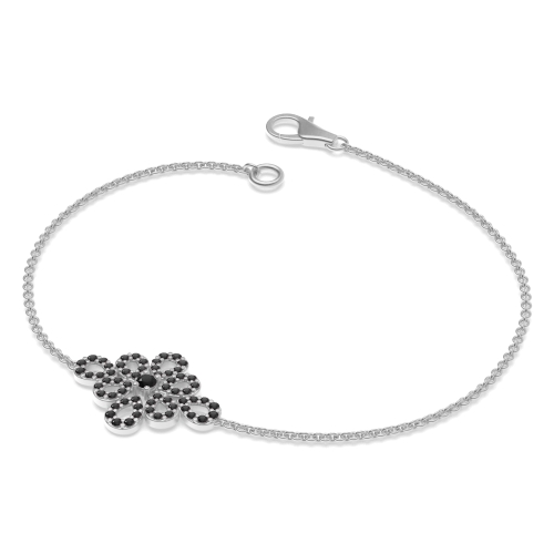 4 Prong Round Flower Black Delicate Diamond Bracelets