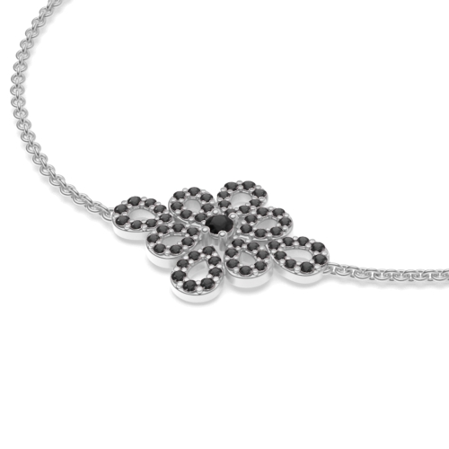 4 Prong Round Flower Black Delicate Diamond Bracelets